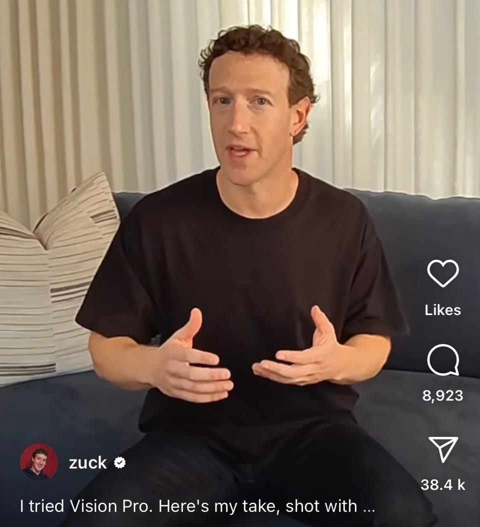 Mark Zuckerberg on the Vision Pro